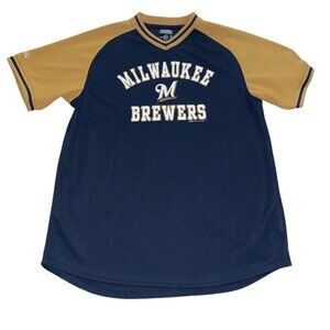 Milwaukee Brewers Baseball Jersey Women's XL Stitches V-Neck Pullover MLB 2014